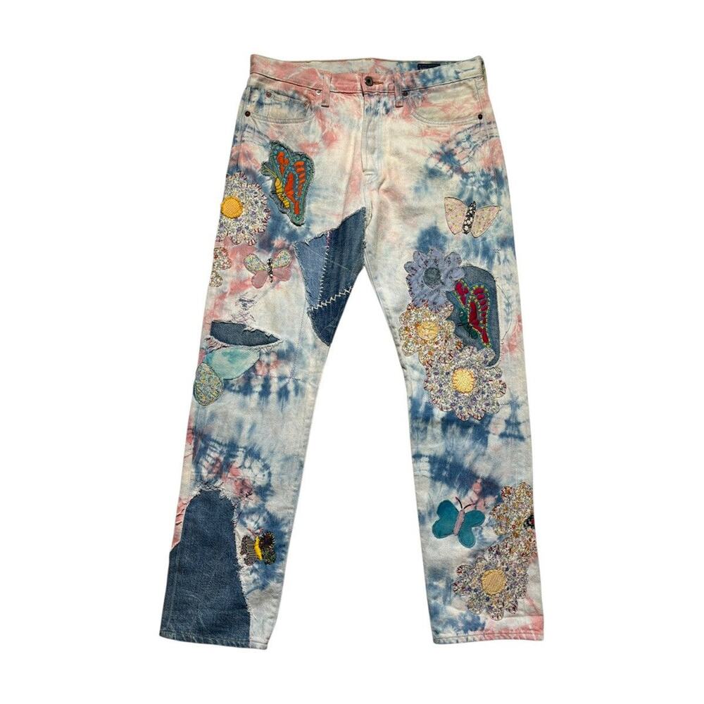 Papillon Tie Dye Patchwork Flared Denim - image 1
